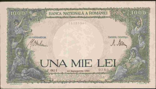 bnk bn Romania 1000 lei 10 septembrie 1941 , aunc