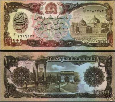 bnk bn Afghanistan Afganistan 1000 afghanis 1991 unc foto