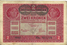 bnk bn austria 2 coroane 1917 vf foto