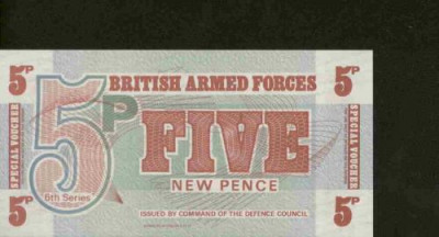 bnk bn Anglia British armed force 5 pence 1972,emisiunea 6, unc foto