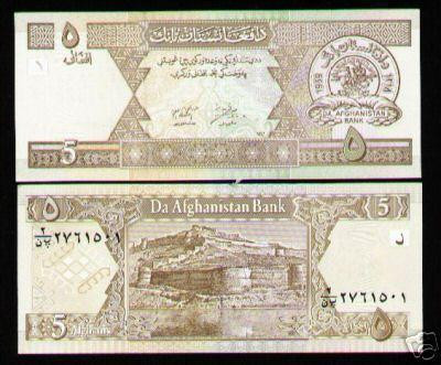 bnk bn Afghanistan Afganistan 5 afghanis 2002 unc foto