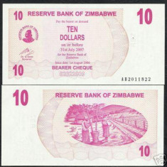 bnk bn Zimbabwe 10 $ 2006 unc