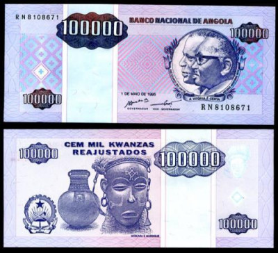 bnk bn Angola 100000 kwanzas 1995 unc foto