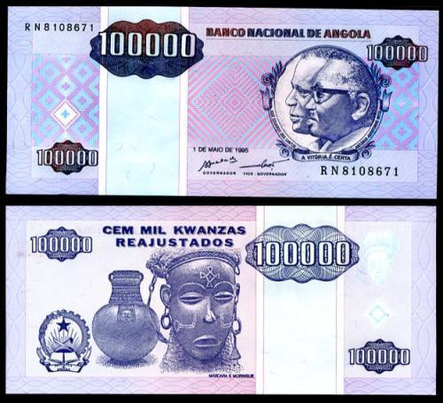bnk bn Angola 100000 kwanzas 1995 unc bnk bn Angola 100000 kwanzas 1995 unc