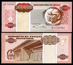 bnk bn Angola 500000 kwanzas 1995 unc foto