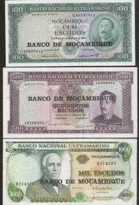 bnk bn Mozambic lot 3 bancnote unc foto