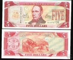 bnk bn Liberia 5 $ 2003 unc foto