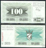 Bnk bn Bosnia 100 dinari 1992 unc
