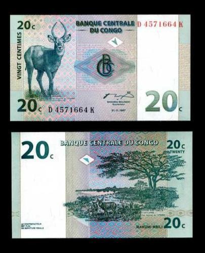 bnk bn Congo 20 centimes 1997 necirculata bnk bn Congo 20 centimes 1997 necirculata