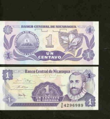 bnk bn Nicaragua 1 centavo 1991 unc foto