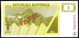 Bnk bn Slovenia 1 tolar 1992 unc , vzorec (scecimen)