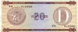 Bnk bn Cuba 20 pesos exchange certificate , seria D , unc