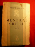 PERPESSICIUS - Mentiuni Critice - 1936