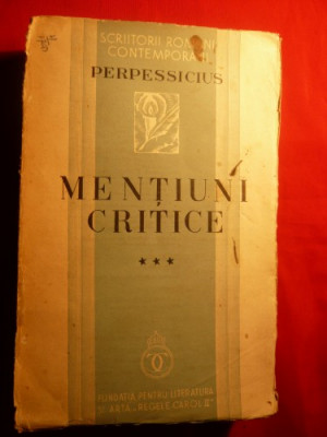 PERPESSICIUS - Mentiuni Critice - 1936 foto