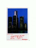 CP132-77 Skyline at night -Detroit -Michigan - necirculata
