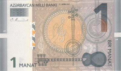 AZERBAIDJAN █ bancnota █ 1 Manat █ 2005 █ P-24 █ UNC █ necirculata foto