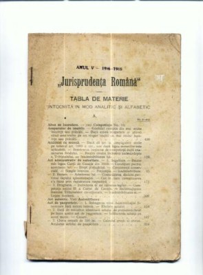 A06 ,,Jurisprudenta Romana &amp;amp;quot; - Anul V -1916-1918 - 44 pag. foto