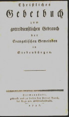 Carte de rugaciuni l.germana editata la Sibiu in 1797 foto