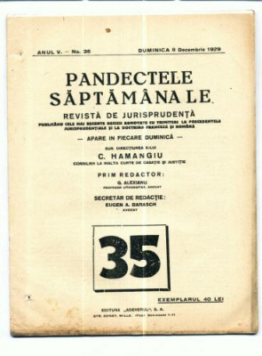 A21 Pandectele saptamanale -Anul V Nr.35 - 8 Dec. 1929 foto