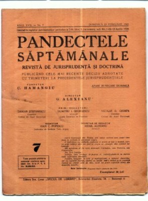 A25 Pandectele saptamanale -Anul XVII Nr.7 - 23 Fbr. 1941 foto