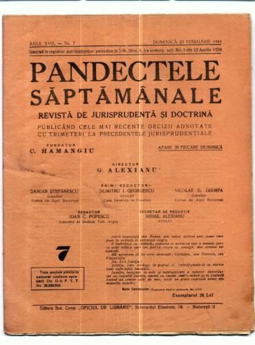 A25 Pandectele saptamanale -Anul XVII Nr.7 - 23 Fbr. 1941