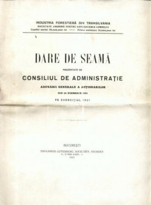 A27 Dare de seama AGA Societate Anonima 26 Noe 1922 foto