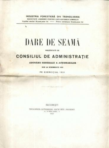 A27 Dare de seama AGA Societate Anonima 26 Noe 1922