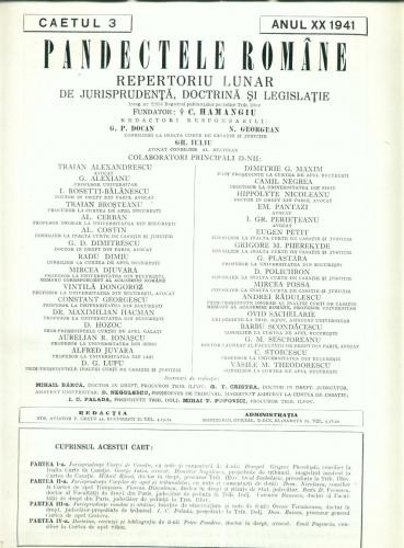 A37 Pandectele Romane -Caetul 3 -Anul XX 1941 A37 Pandectele Romane -Caetul 3 -Anul XX 1941