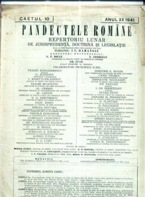 A42 Pandectele Romane -Caetul 10 -Anul XX 1941 foto