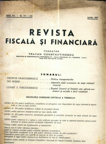 A49 Revista veche Fiscala si Financiara -Anul XV Nr.171,172 -1947