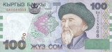 KYRGYZSTAN █ bancnota █ 100 Som █ 2002 █ P-21 █ UNC █ necirculata