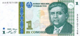 TADJIKISTAN █ bancnota █ 1 Somoni █ 1999 █ P-14 █ UNC █ necirculata
