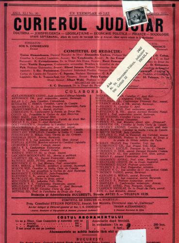 A65 Curierul Judiciar -Anul XLI No. 30 -18 Sept. 1932 -timbru