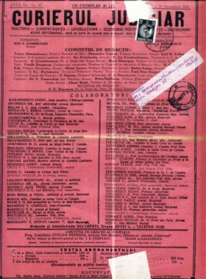 A68 Curierul Judiciar -Anul XL No. 42 - 20 Dec. 1931 -timbru foto