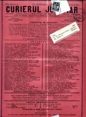 A70 Curierul Judiciar -Anul XLI No. 32 - 2 Oct. 1932 -timbru foto