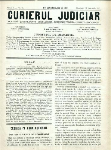 A73 Curierul Judiciar -Anul XLI No. 40 - 27 Noe. 1932 A73 Curierul Judiciar -Anul XLI No. 40 - 27 Noe. 1932