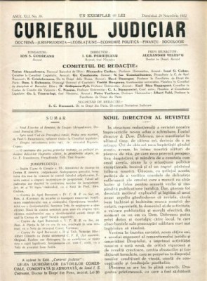 A74 Curierul Judiciar -Anul XLI No. 39 - 20 Noe. 1932 foto