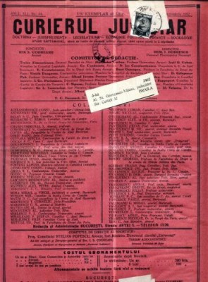 A79 Curierul Judiciar -Anul XLI No. 34 - 16 Oct. 1932 -timbru foto