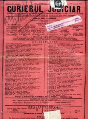 A82 Curierul Judiciar -Anul XL No. 3 - 18 Ian. 1931 -timbru foto