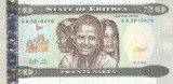 ERITREEA █ bancnota █ 20 Nakfa █ 1997 █ P-4 █ UNC █ necirculata