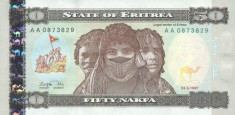 ERITREEA ? bancnota ? 50 Nakfa ? 1997 ? P-5 ? UNC ? necirculata foto