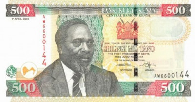 KENYA █ bancnota █ 500 Shillings █ 2006 █ P-50b █ UNC █ necirculata foto
