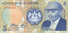 LESOTHO ? bancnota ? 5 Maloti ? 1989 ? P-10 ? UNC ? necirculata foto