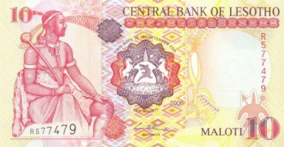 LESOTHO █ bancnota █ 10 Maloti █ 2006 █ P-15d █ UNC █ necirculata foto