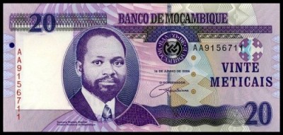 MOZAMBIC █ bancnota █ 20 Meticais █ 2006 █ P-143 █ UNC █ necirculata foto