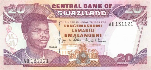 SWAZILAND █ bancnota █ 20 Emalangeni █ 2004 █ P-30b █ UNC █ necirculata