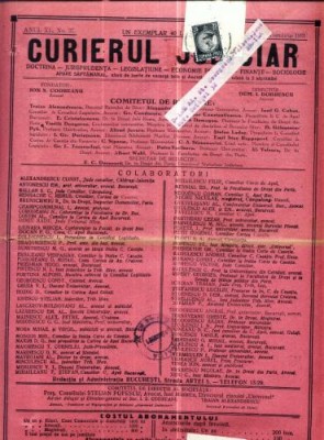A93 Curierul Judiciar -Anul XL No. 37 - 15 Noe. 1931 -timbru foto