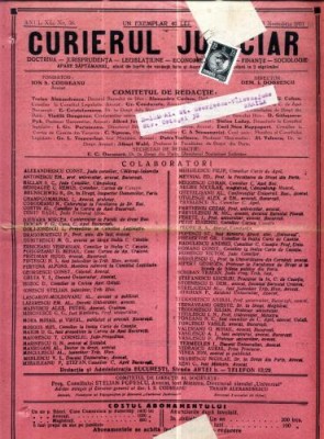 A92 Curierul Judiciar -Anul XL No. 36 - 8 Noe. 1931 -timbru foto