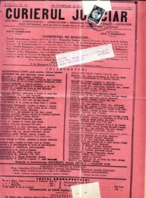 A98 Curierul Judiciar -Anul XL No. 28 - 13 Sept. 1931 -timbru foto