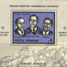 ROMANIA 1971 - COSMONAUTI EROI, SOIUZ 11, colita nestampilata, AF8